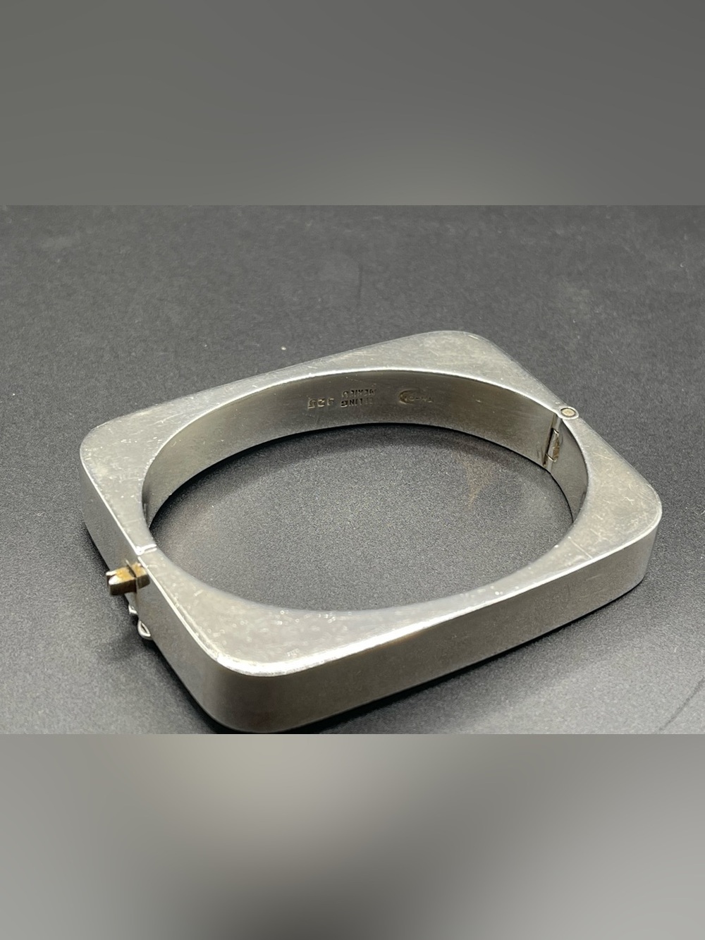 Modernist Sterling Silver Mexico 925 TH-01 Hinged Bangle Bracelet 38.5g